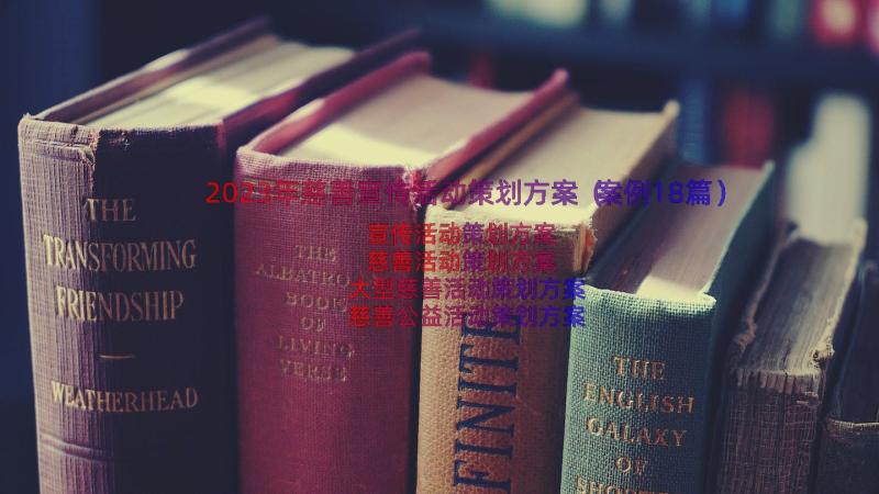 2023年慈善宣传活动策划方案（案例18篇）