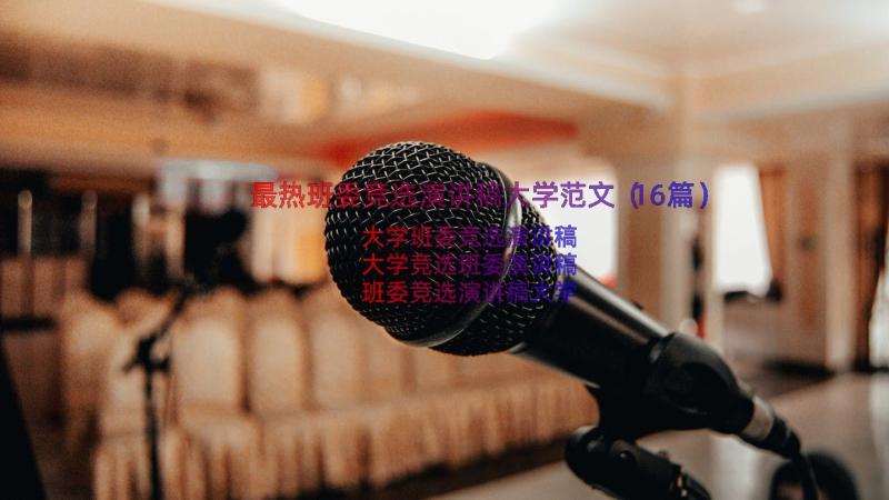 最热班委竞选演讲稿大学范文（16篇）