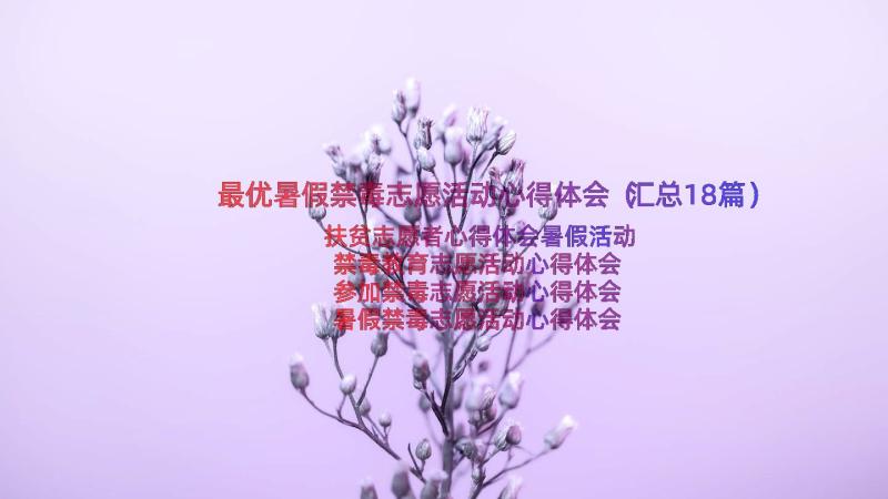 最优暑假禁毒志愿活动心得体会（汇总18篇）