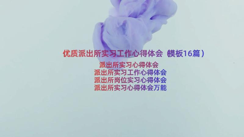 优质派出所实习工作心得体会（模板16篇）