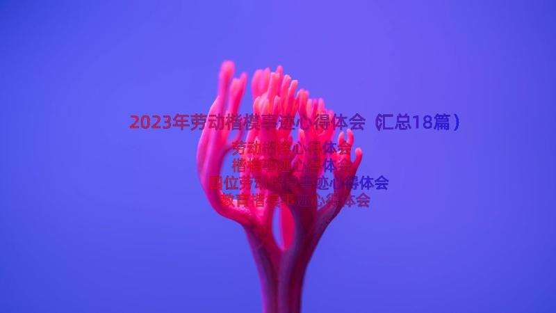 2023年劳动楷模事迹心得体会（汇总18篇）