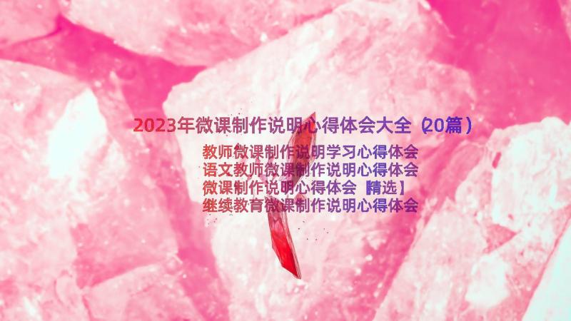 2023年微课制作说明心得体会大全（20篇）