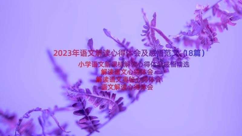 2023年语文解读心得体会及感悟范文（18篇）