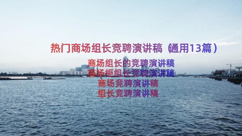 热门商场组长竞聘演讲稿（通用13篇）