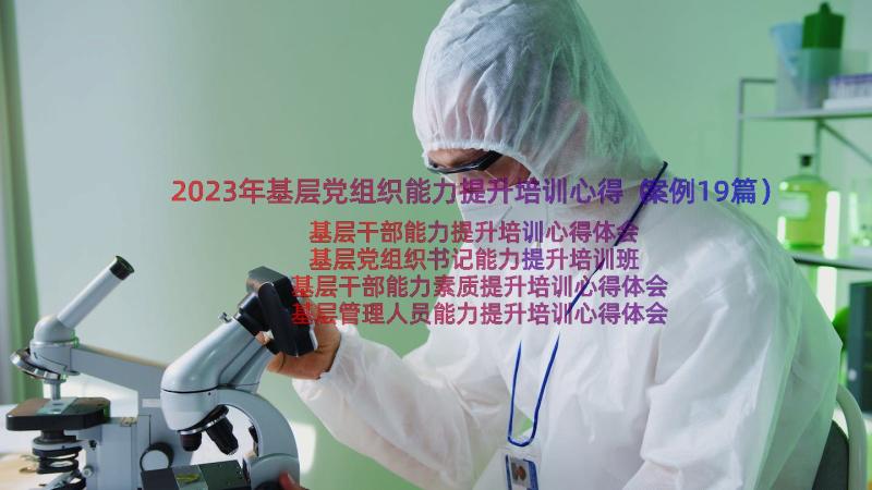 2023年基层党组织能力提升培训心得（案例19篇）