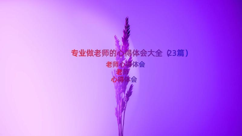 专业做老师的心得体会大全（23篇）