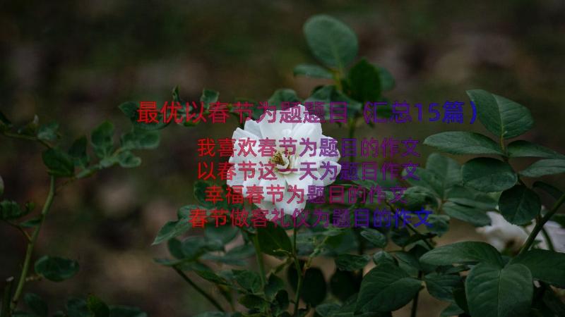 最优以春节为题题目（汇总15篇）