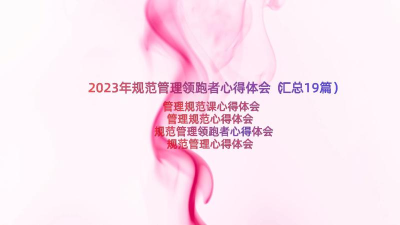 2023年规范管理领跑者心得体会（汇总19篇）