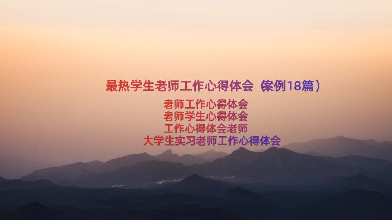 最热学生老师工作心得体会（案例18篇）