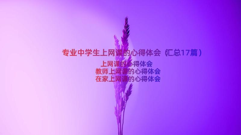 专业中学生上网课的心得体会（汇总17篇）