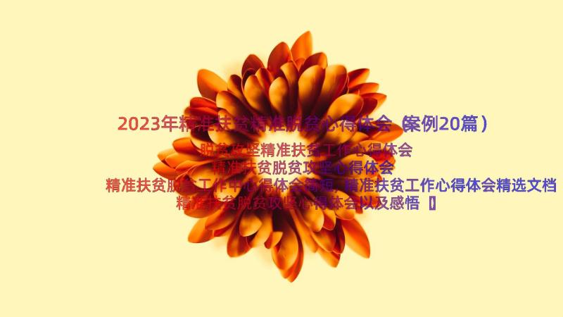 2023年精准扶贫精准脱贫心得体会（案例20篇）