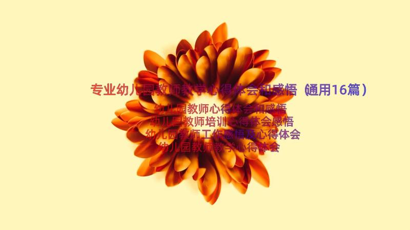 专业幼儿园教师教学心得体会和感悟（通用16篇）