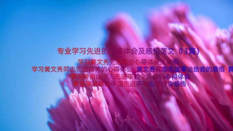 专业学习先进的心得体会及感悟范文（13篇）