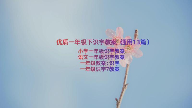 优质一年级下识字教案（通用13篇）