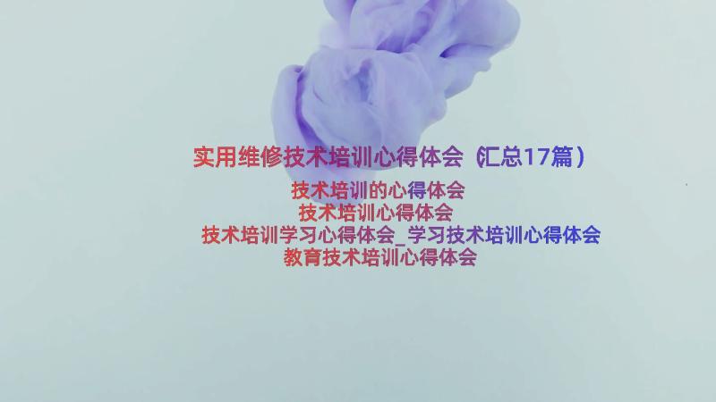 实用维修技术培训心得体会（汇总17篇）