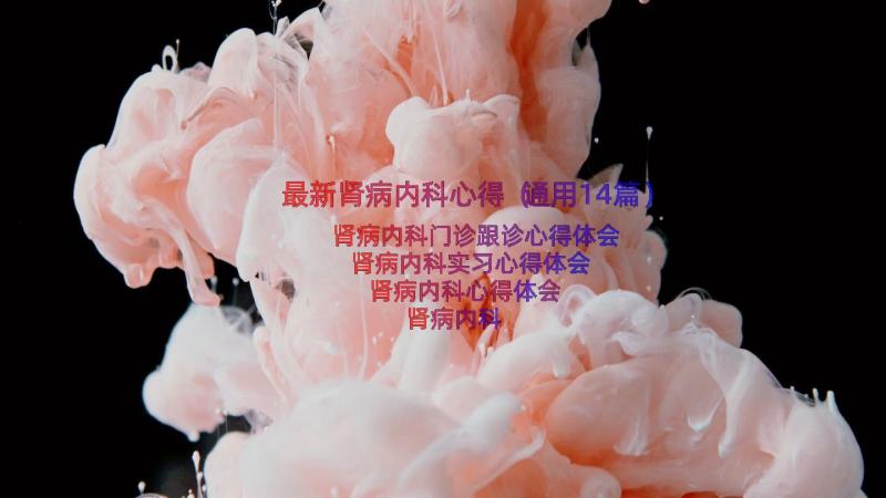 最新肾病内科心得（通用14篇）