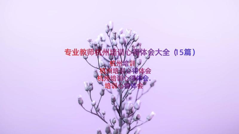 专业教师杭州培训心得体会大全（15篇）