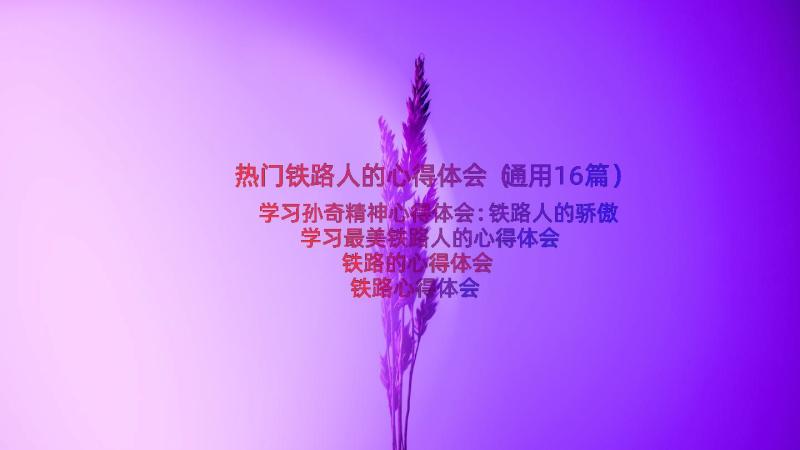 热门铁路人的心得体会（通用16篇）