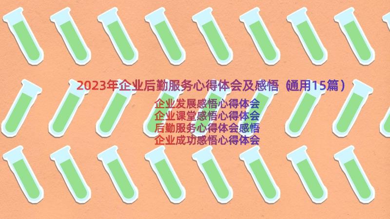 2023年企业后勤服务心得体会及感悟（通用15篇）