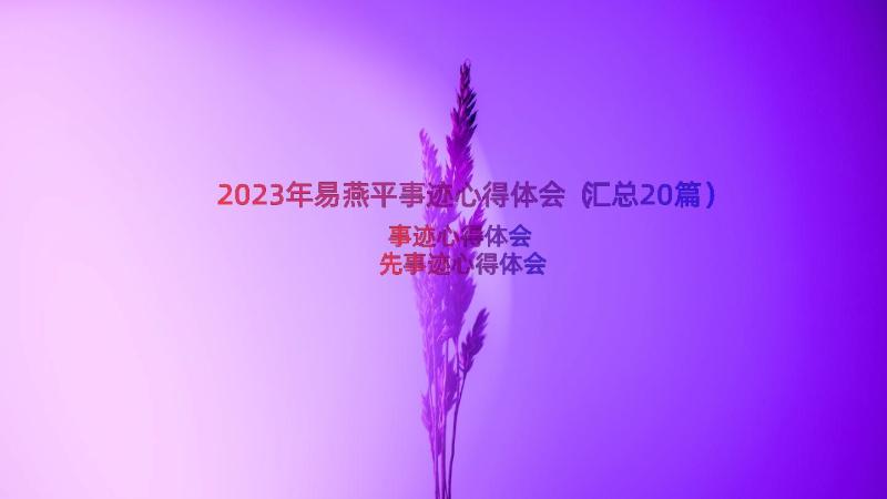 2023年易燕平事迹心得体会（汇总20篇）