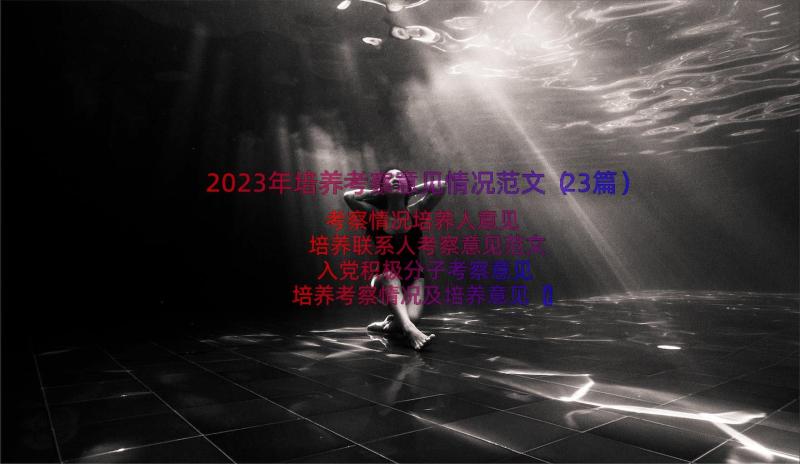 2023年培养考察意见情况范文（23篇）