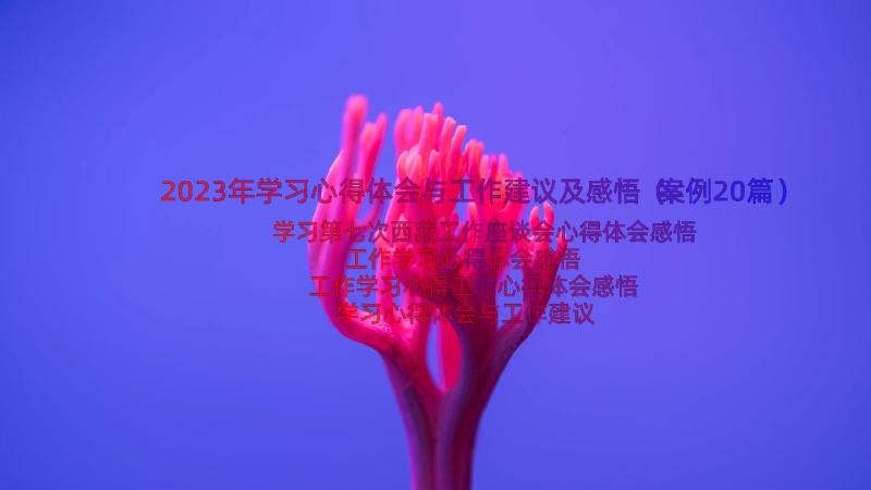 2023年学习心得体会与工作建议及感悟（案例20篇）