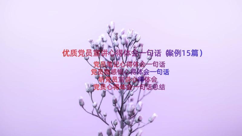 优质党员宣讲心得体会一句话（案例15篇）