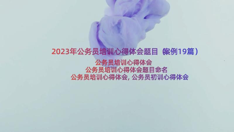 2023年公务员培训心得体会题目（案例19篇）