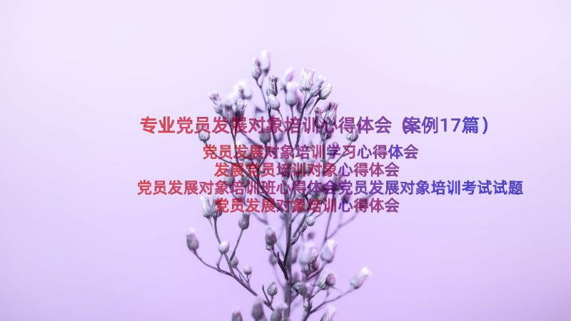 专业党员发展对象培训心得体会（案例17篇）