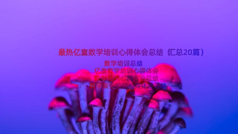 最热亿童数学培训心得体会总结（汇总20篇）