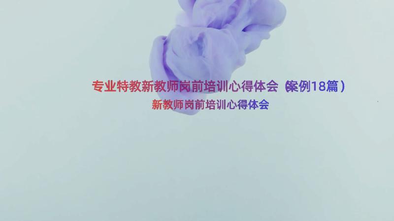 专业特教新教师岗前培训心得体会（案例18篇）