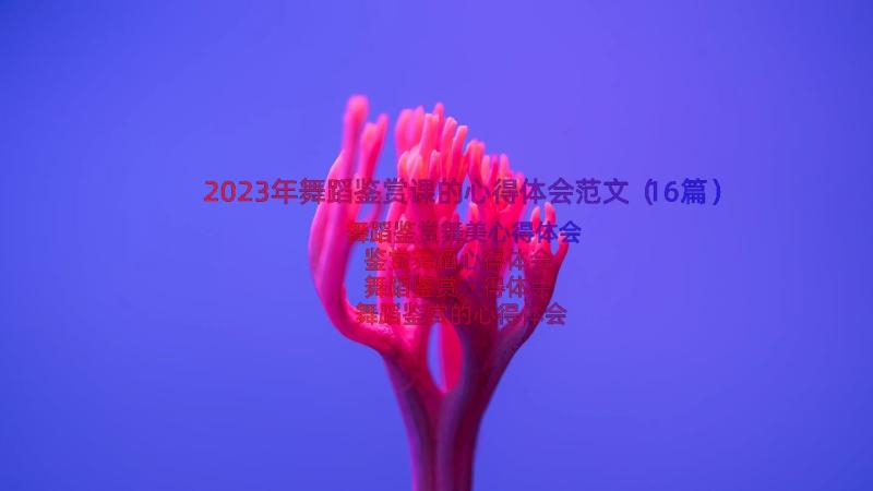 2023年舞蹈鉴赏课的心得体会范文（16篇）