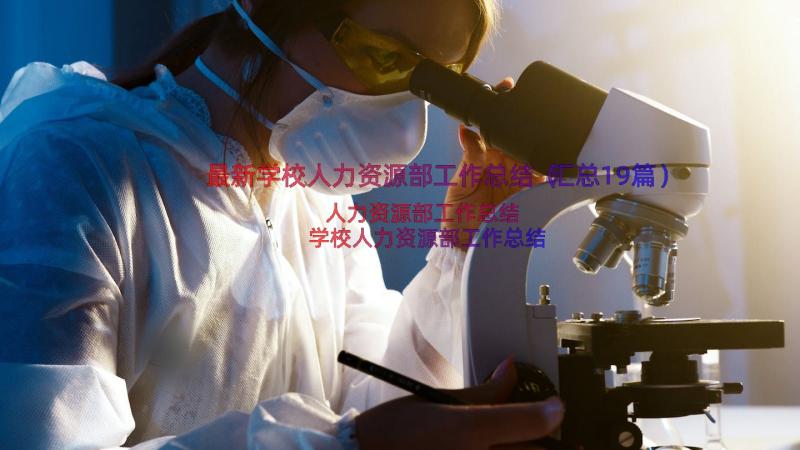 最新学校人力资源部工作总结（汇总19篇）