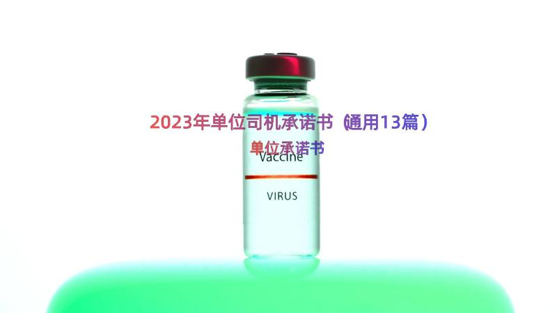 2023年单位司机承诺书（通用13篇）