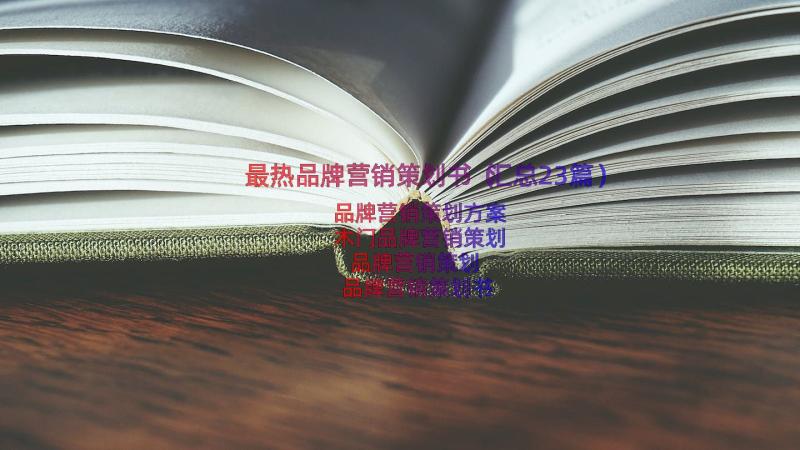 最热品牌营销策划书（汇总23篇）