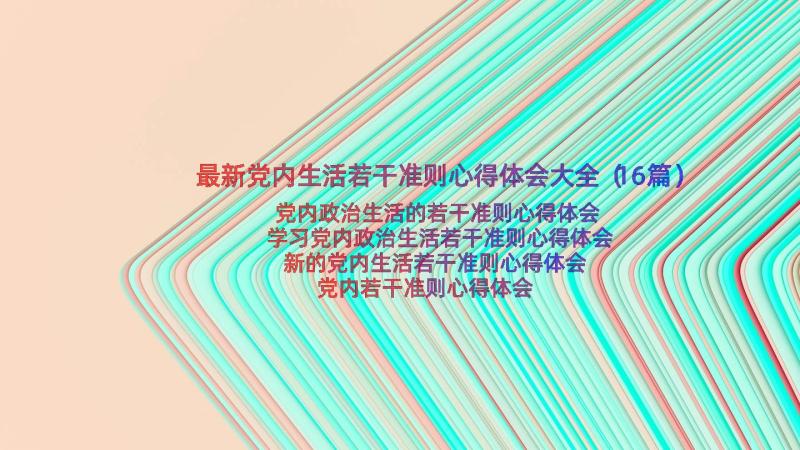 最新党内生活若干准则心得体会大全（16篇）