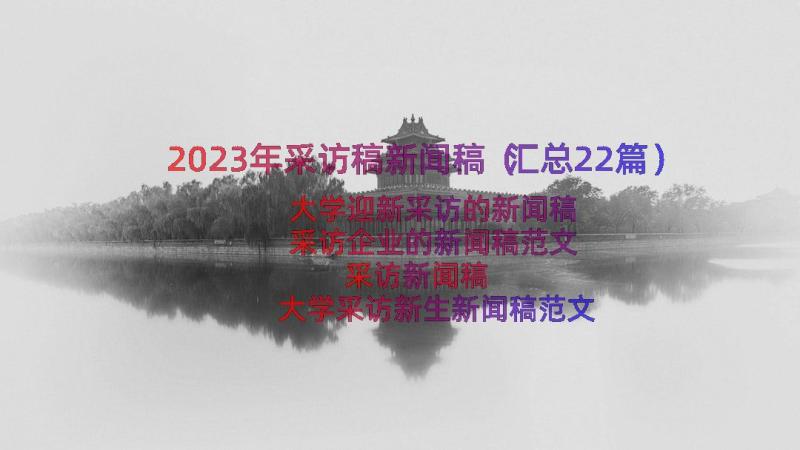 2023年采访稿新闻稿（汇总22篇）