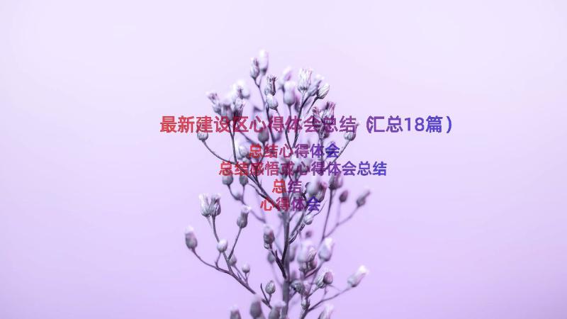 最新建设区心得体会总结（汇总18篇）