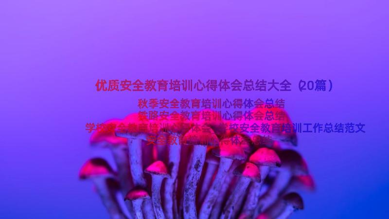 优质安全教育培训心得体会总结大全（20篇）