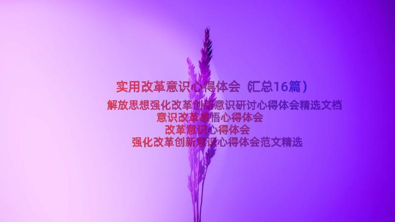 实用改革意识心得体会（汇总16篇）