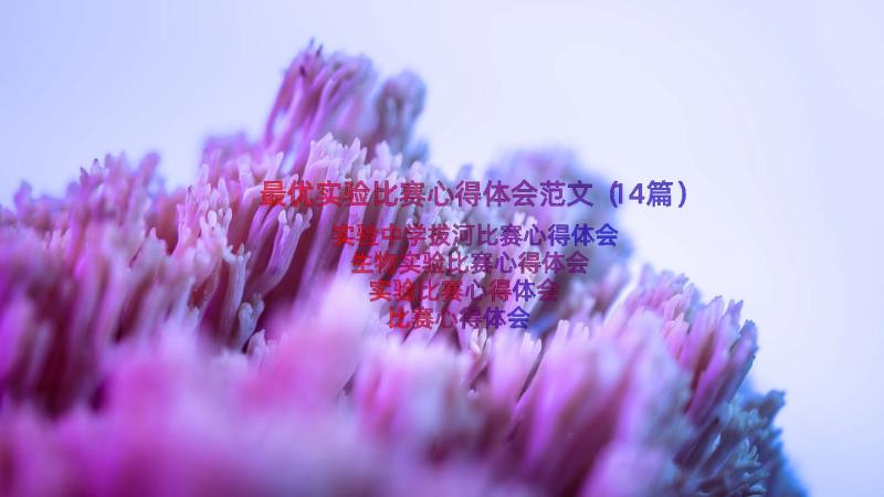 最优实验比赛心得体会范文（14篇）