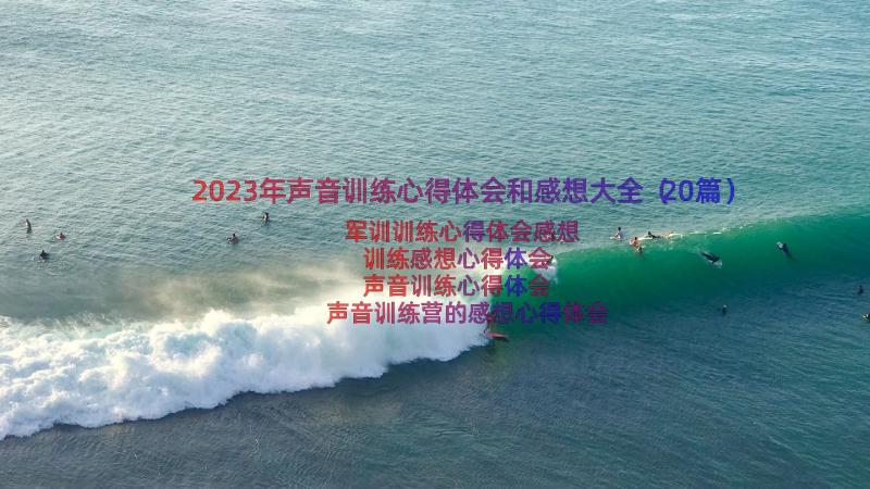 2023年声音训练心得体会和感想大全（20篇）