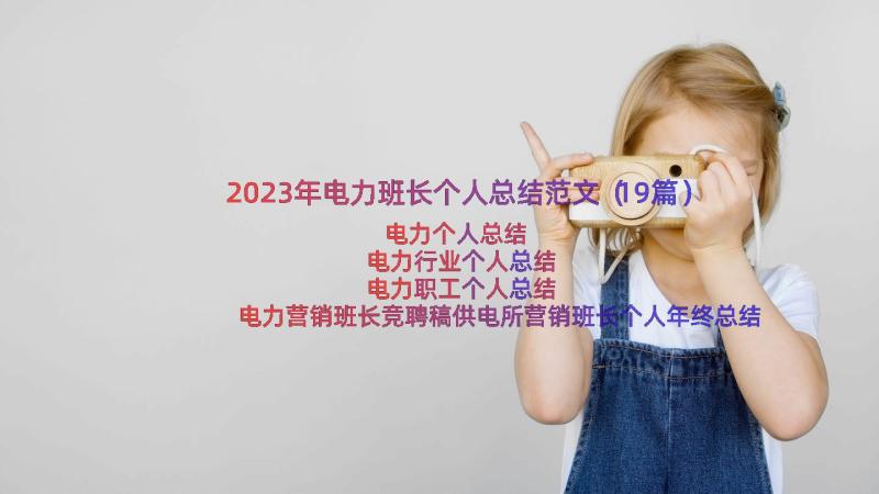 2023年电力班长个人总结范文（19篇）