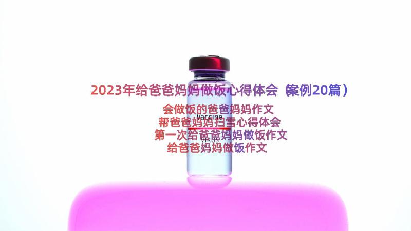 2023年给爸爸妈妈做饭心得体会（案例20篇）