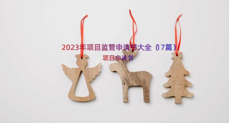 2023年项目监管申请书大全（17篇）