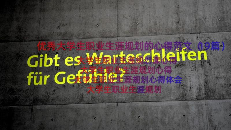 优秀大学生职业生涯规划的心得范文（19篇）