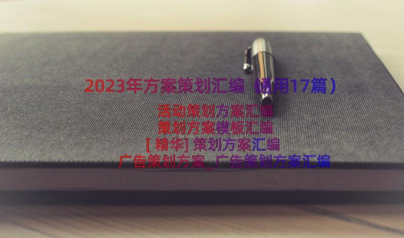 2023年方案策划汇编（通用17篇）