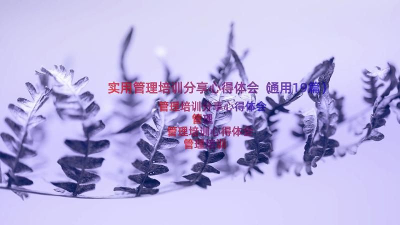 实用管理培训分享心得体会（通用19篇）