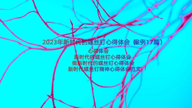 2023年新时代的螺丝钉心得体会（案例17篇）