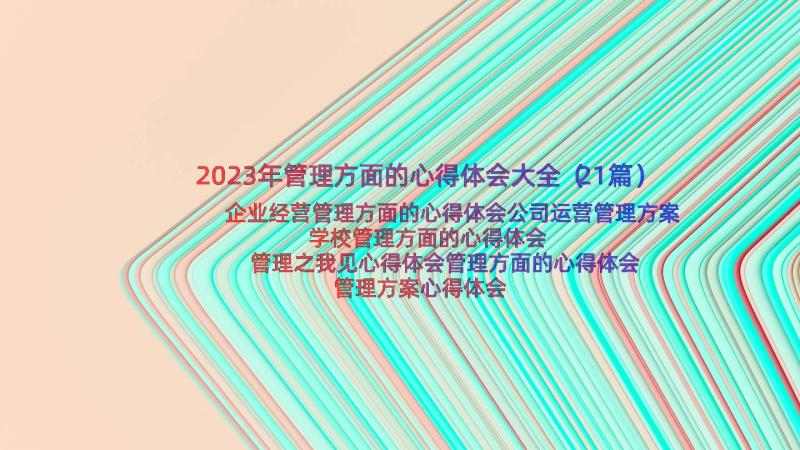 2023年管理方面的心得体会大全（21篇）